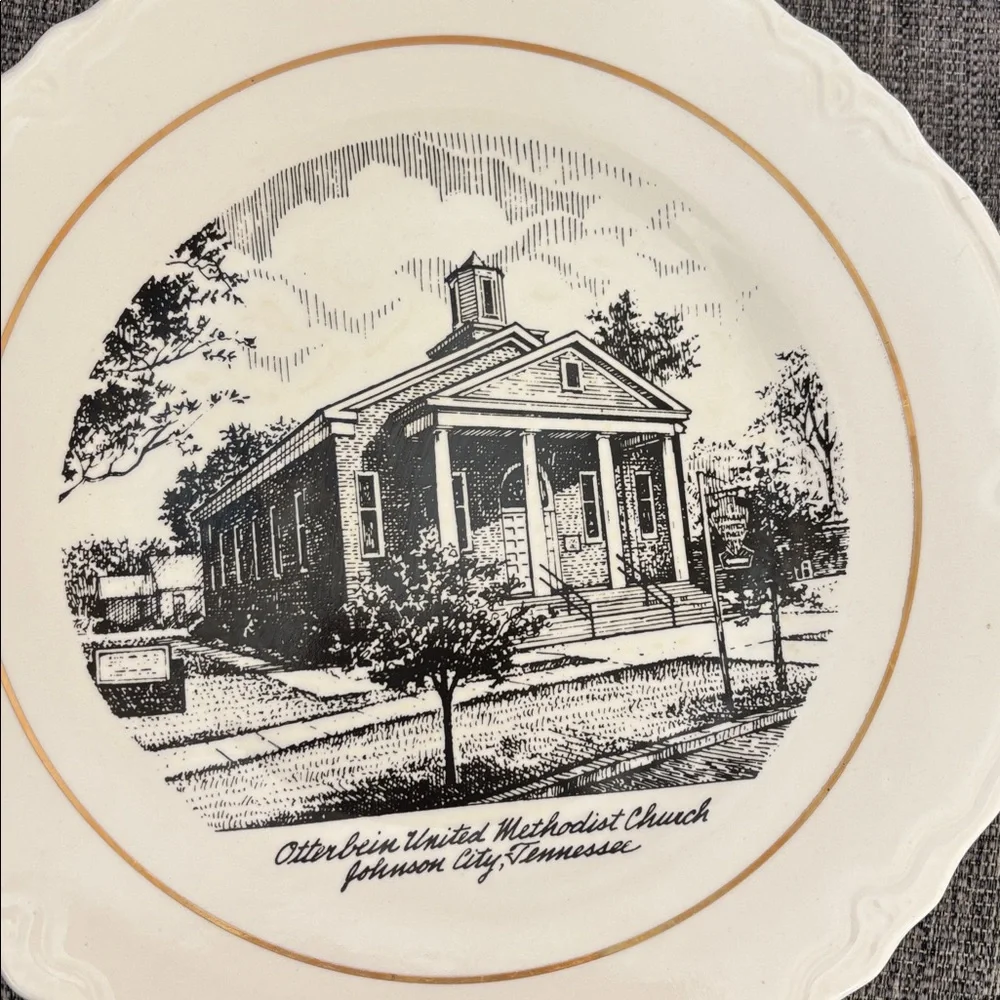 Vintage Lucile S Piper Memory Plates Decorative Plate with Church Illustration